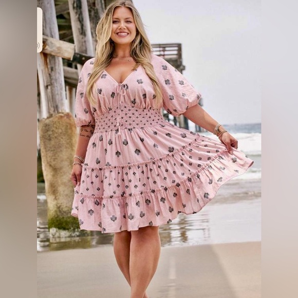 Torrid Belle Isle Puff Sleeve Mini Dress - Size 1X - NWT! - Picture 2 of 9